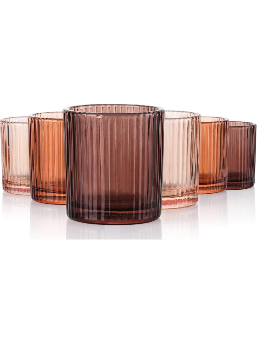 Set of 6 Mini Amber Shot Glasses - Vintage Ribbed 1.5oz Party Cups for Tequila